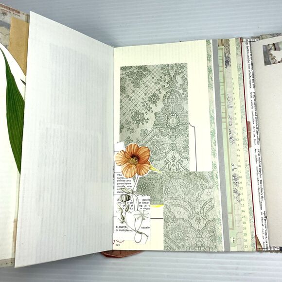 Junk Journal  Folio Waterfall Pages Altered Paper Sampler Booklet Fabric Cover - Picture 14 of 16